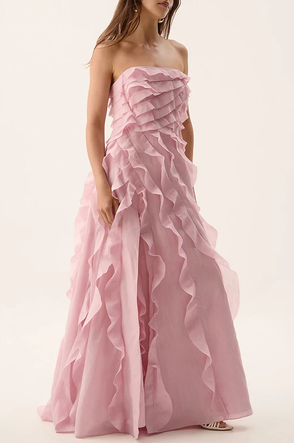 AJE Allairie ruffled long dress with side slit Women LIGHT PINK 4