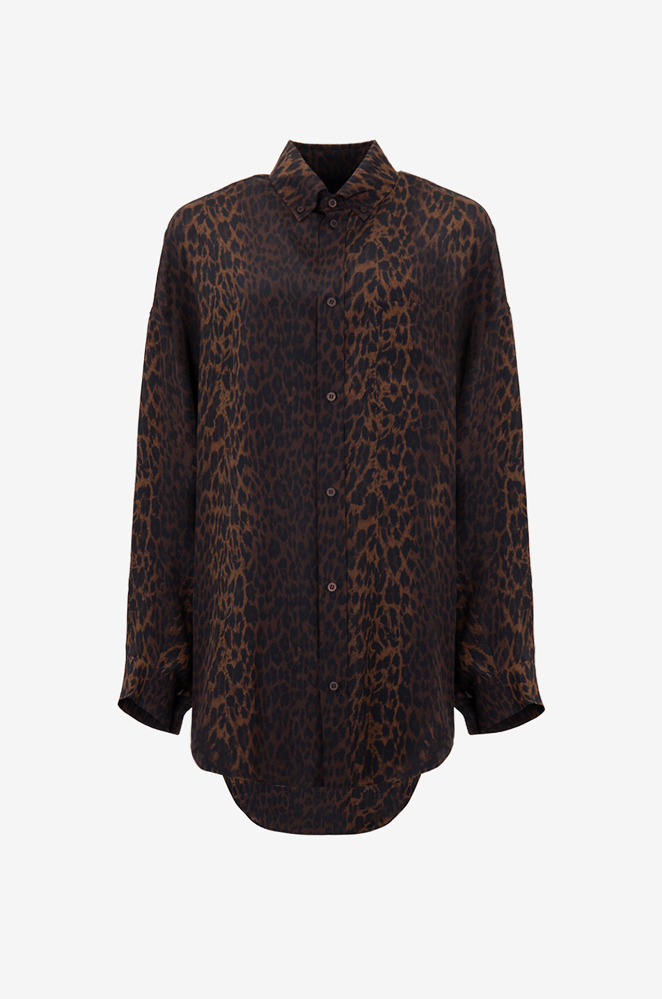 Cocoon oversize leopard print silk shirt