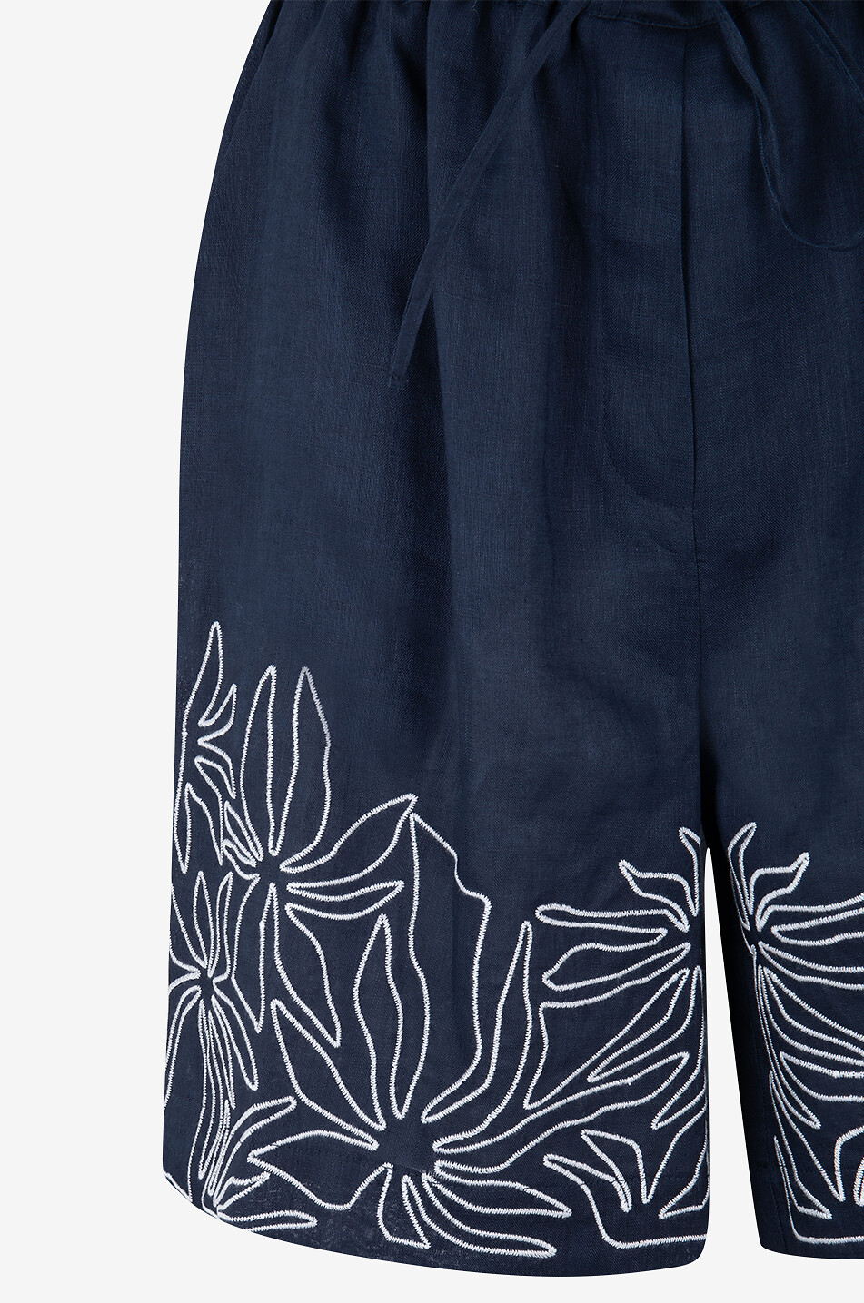 BEATRICE .B Short en lin brodé fleurs Femme BLEU FONCE 3