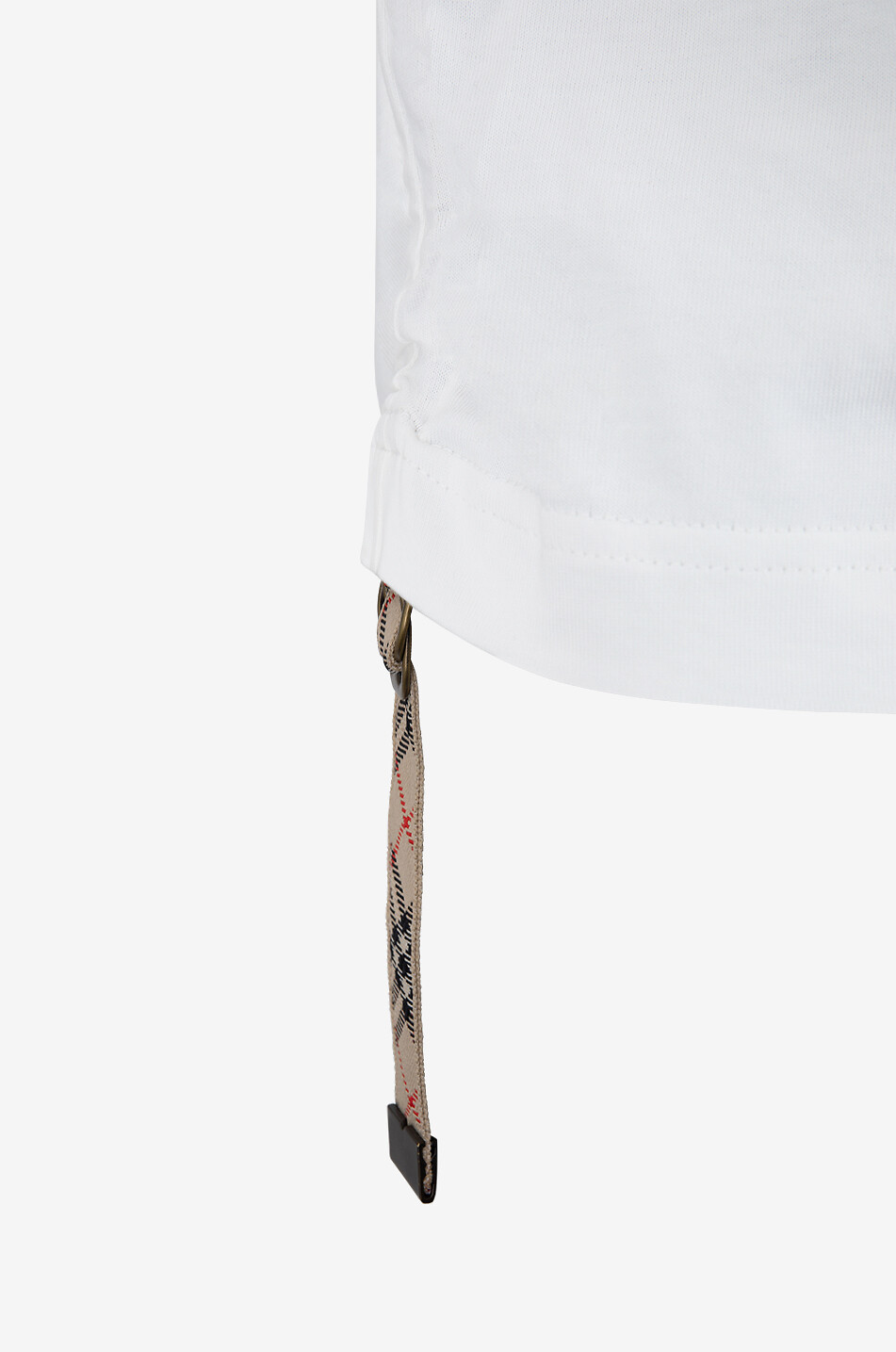 BURBERRY Verkürztes T-Shirt mit Check-Zugbändern Festival Damen WEISS 3
