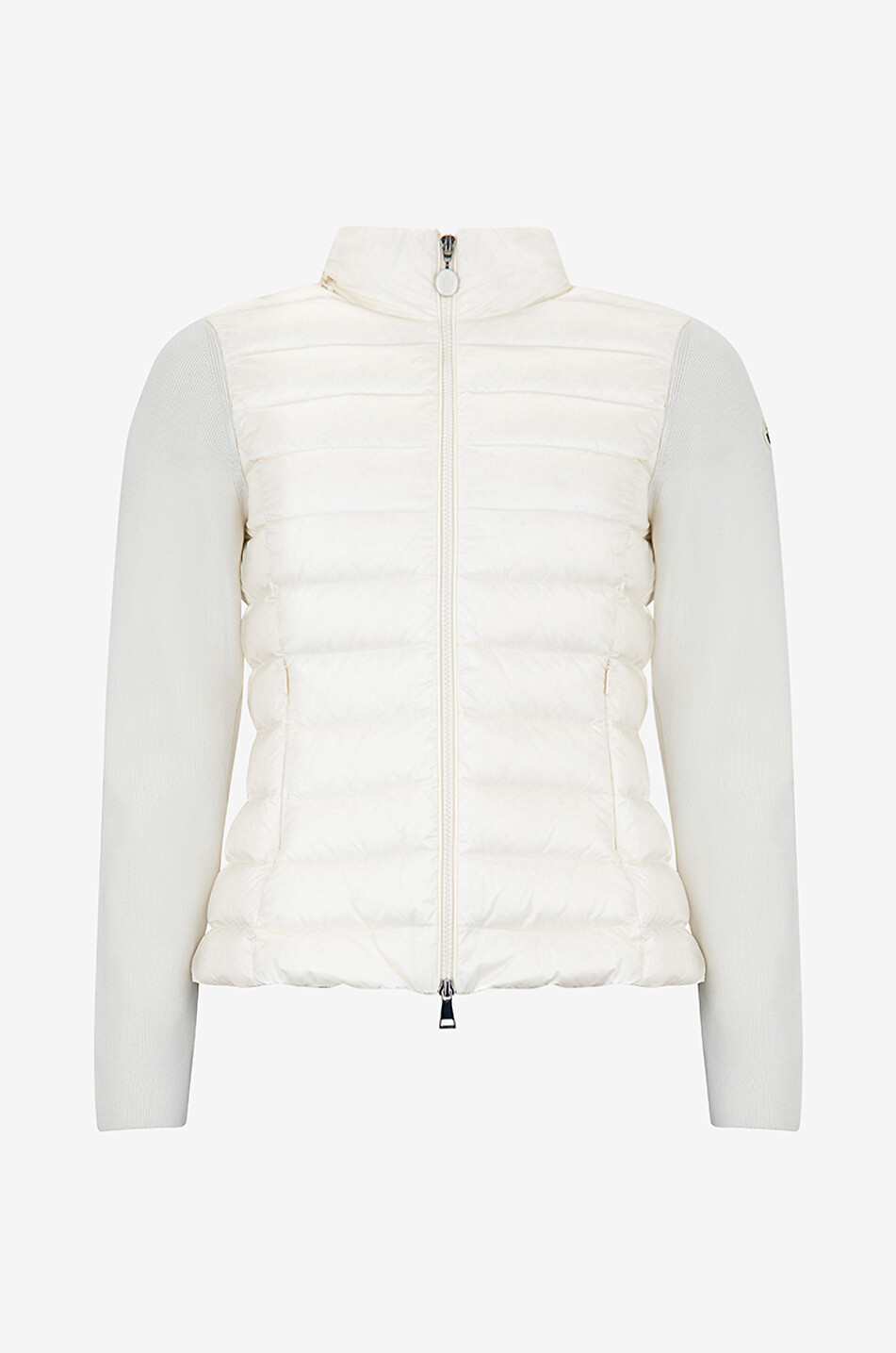 Cinched wool cardigan with down parts and hood - MONCLER Cinched wool cardigan with down parts and hood - MONCLER
