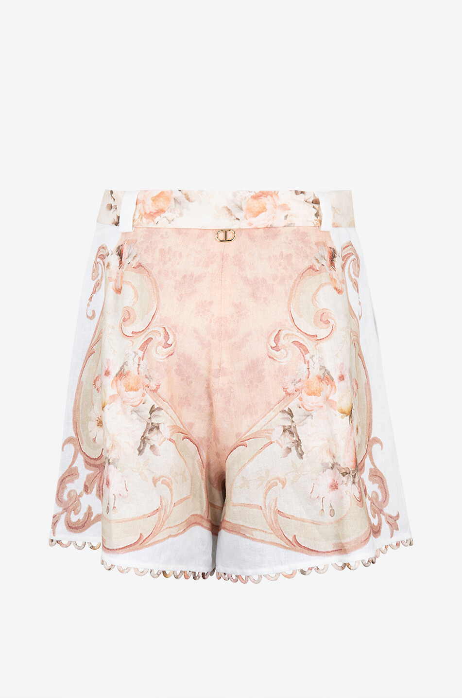 TWINSET Baroque print linen shorts Women LIGHT PINK 2