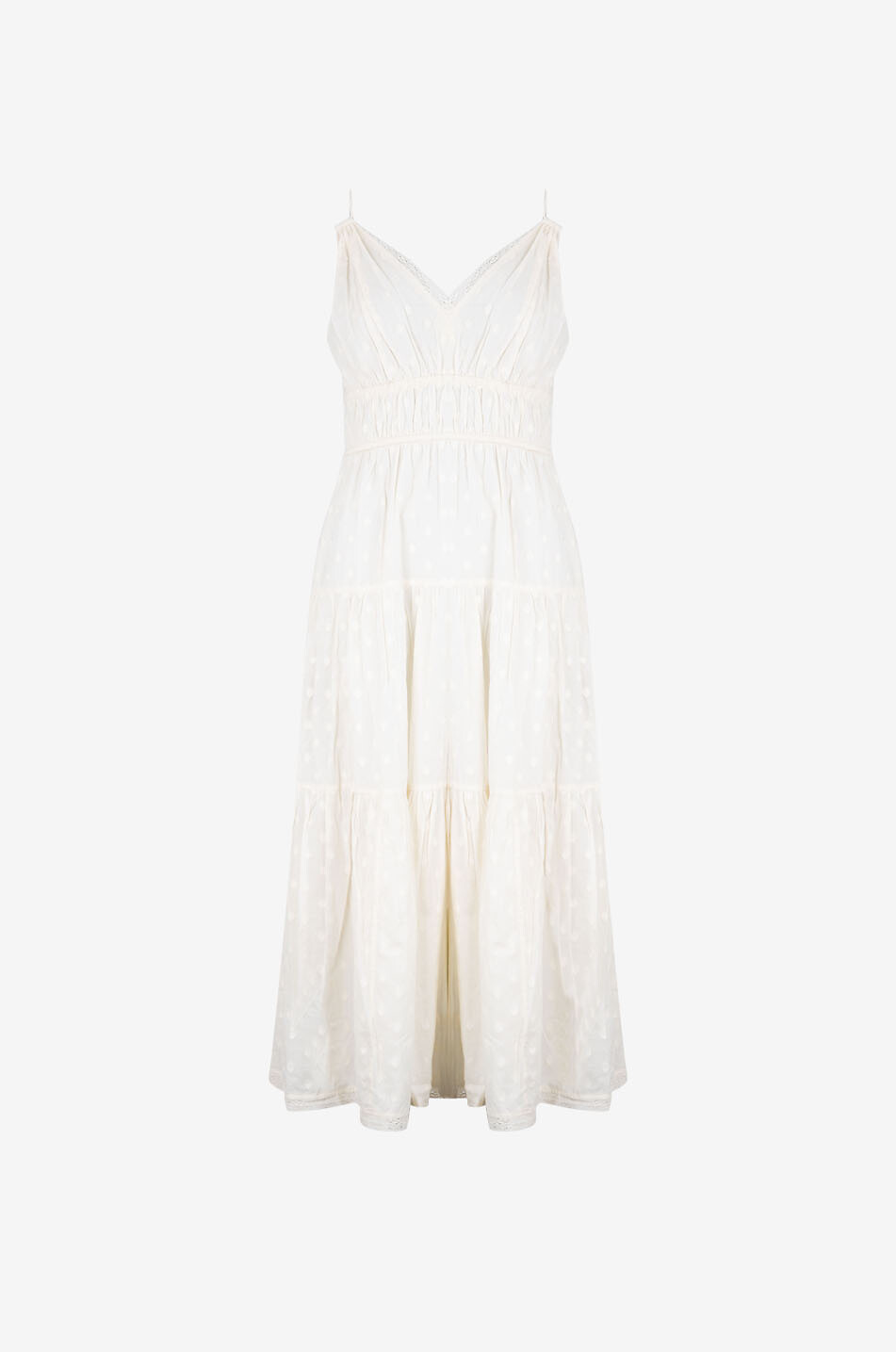 ULLA JOHNSON Robe midi en coton Freya Femme BLANC 1