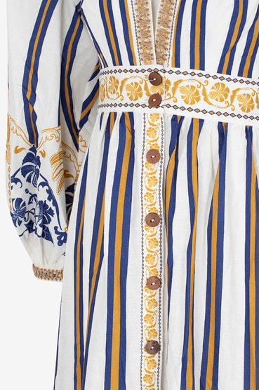 Cross Stitch Richelieu Sunflower linen midi sundress - FARM RIO - WHITE - Bongnie Outlet Cross Stitch Richelieu Sunflower linen midi sundress - FARM RIO - WHITE - Bongnie Outlet
