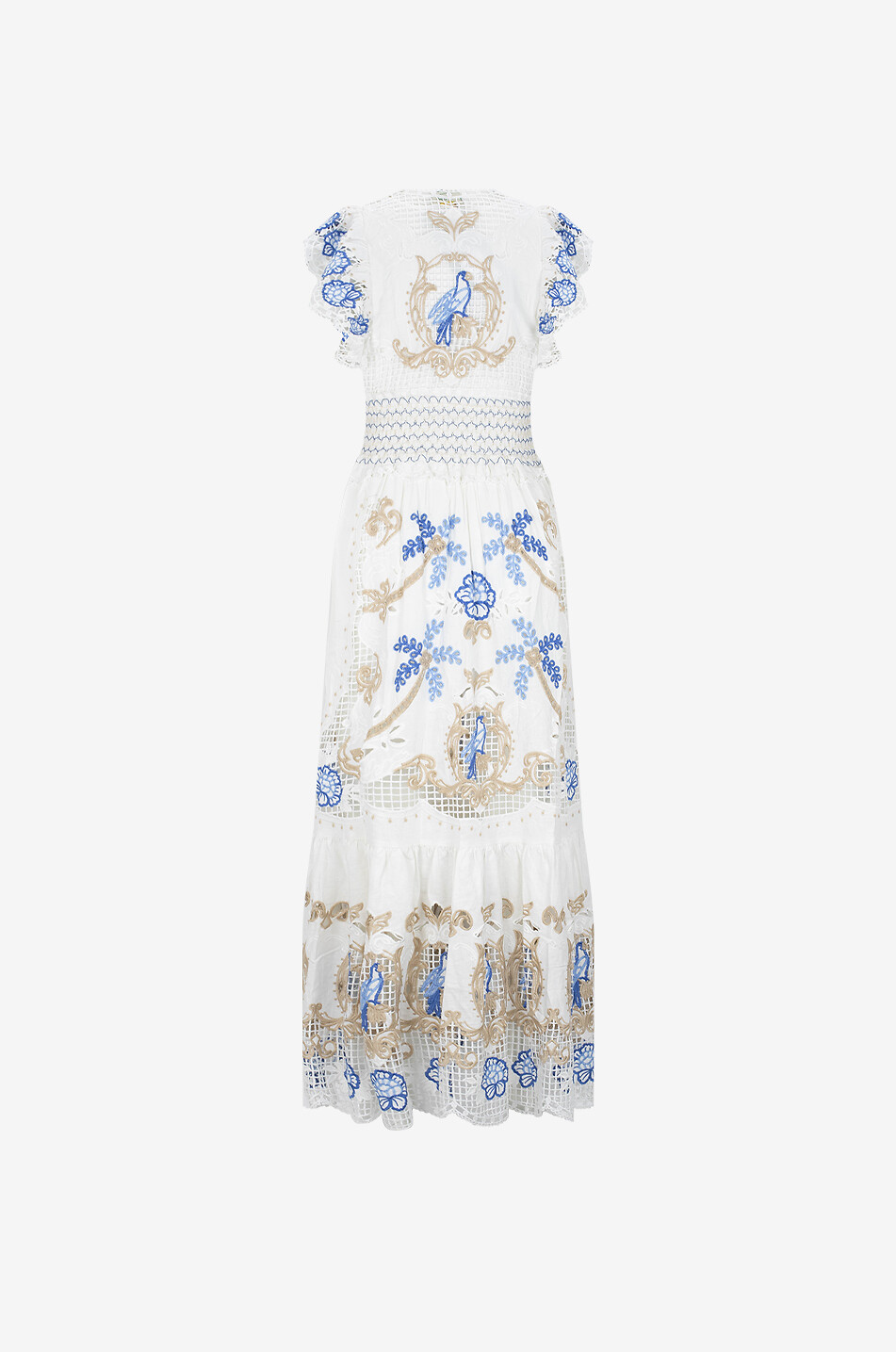 FARM RIO Robe longue en lin et viscose Romantic Richelieu Femme BLANC 2