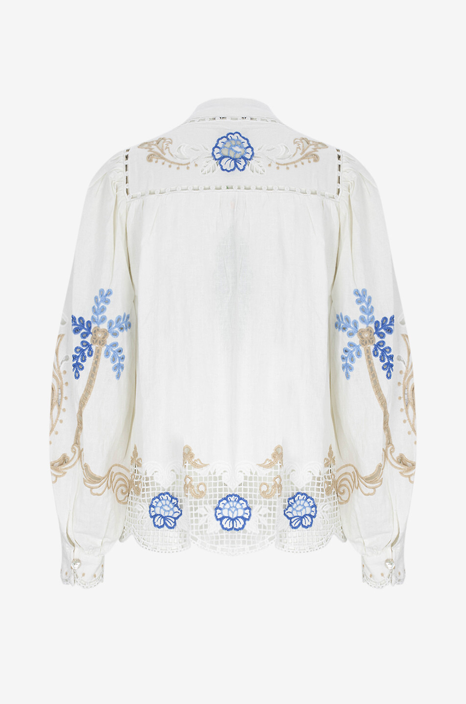 FARM RIO Romantic Richelieu long-sleeved embroidered blouse Women WHITE 2