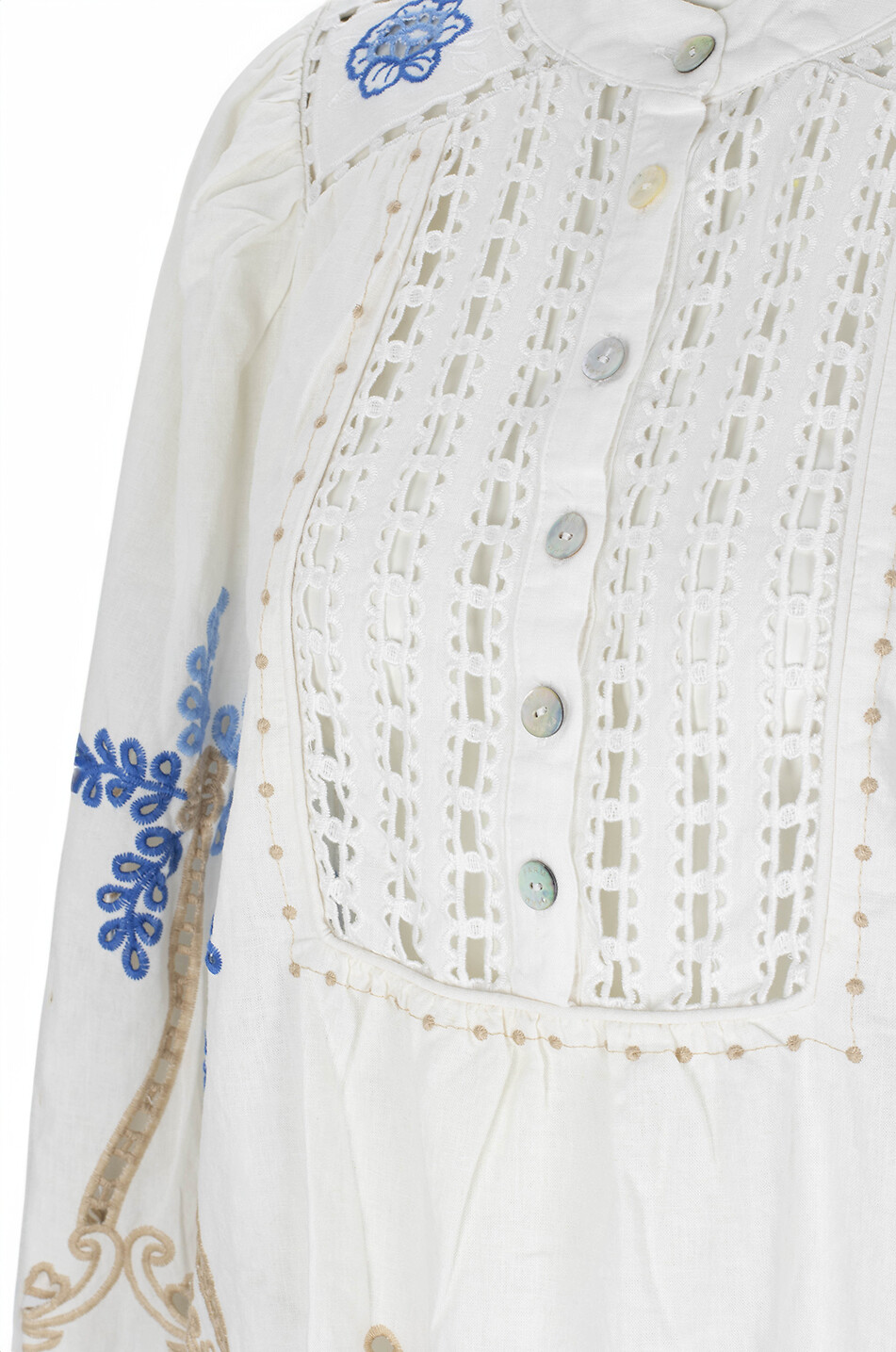 FARM RIO Romantic Richelieu long-sleeved embroidered blouse Women WHITE 3