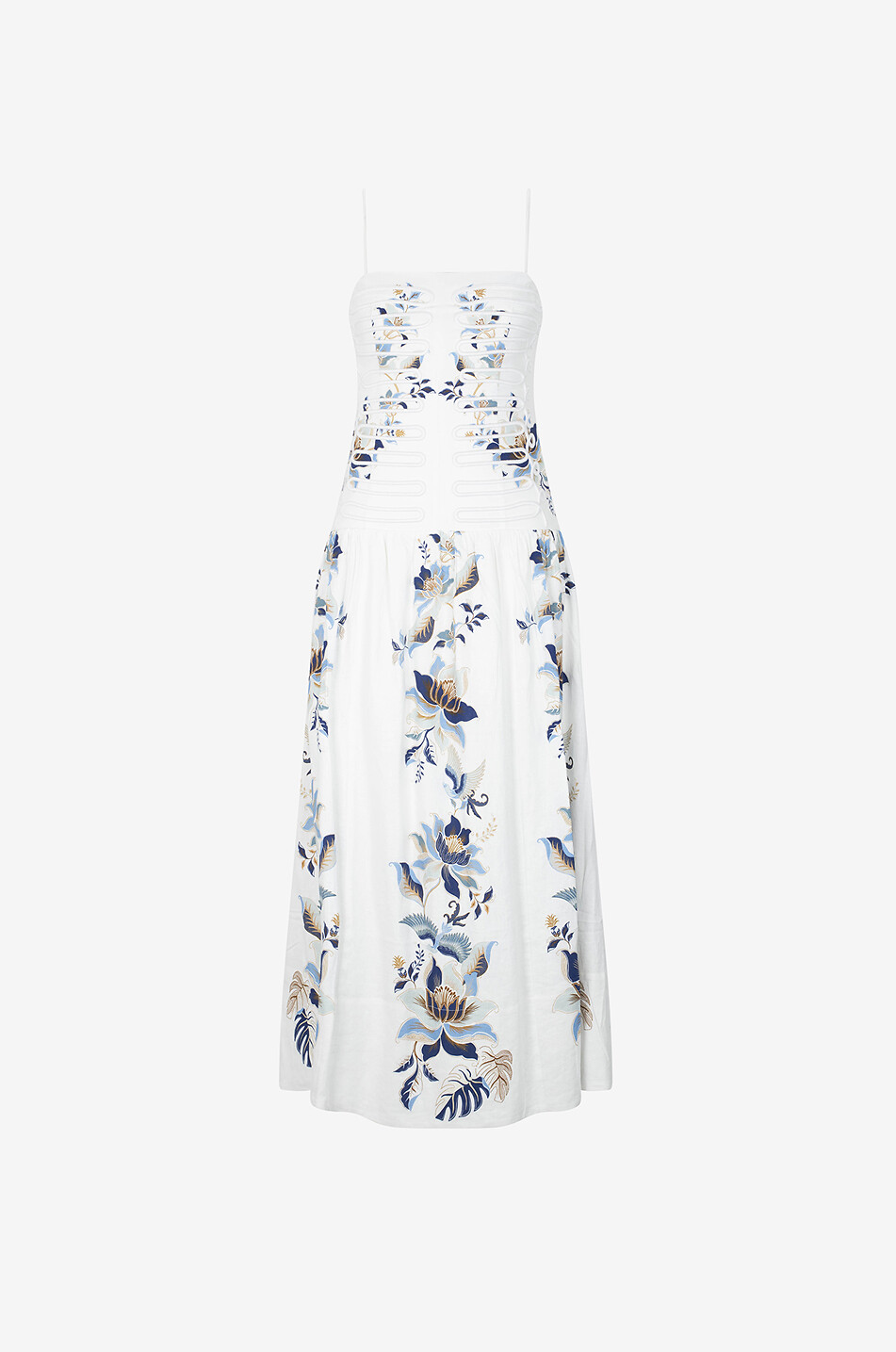 FARM RIO Robe longue à bretelles Mystic Blue Lotus Dreamscape Femme BLEU 1
