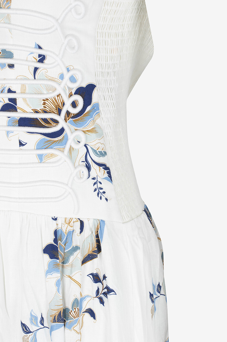 Cross Stitch Richelieu Sunflower linen midi sundress - FARM RIO - WHITE -  Bongnie Outlet