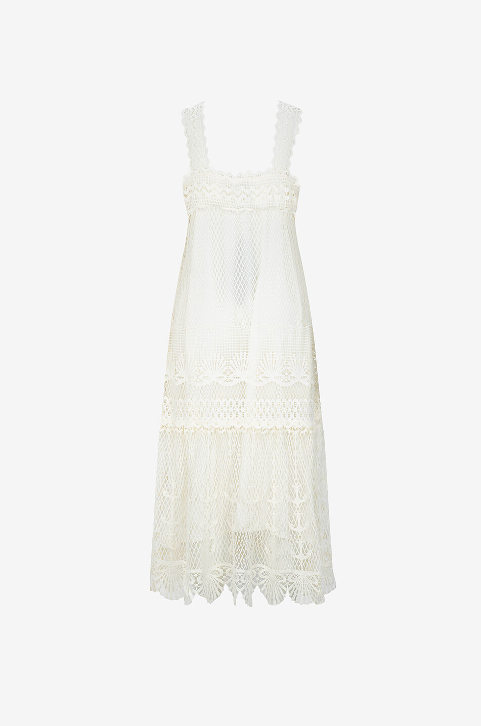 Langes Spitzen-Trägerkleid Nautical Guipure