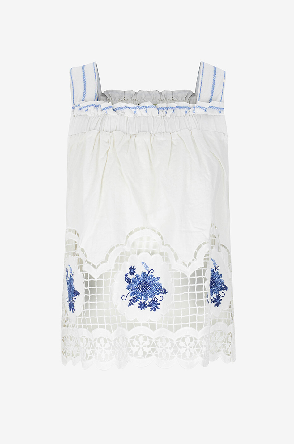 Daisy Embroidery linen and viscose top