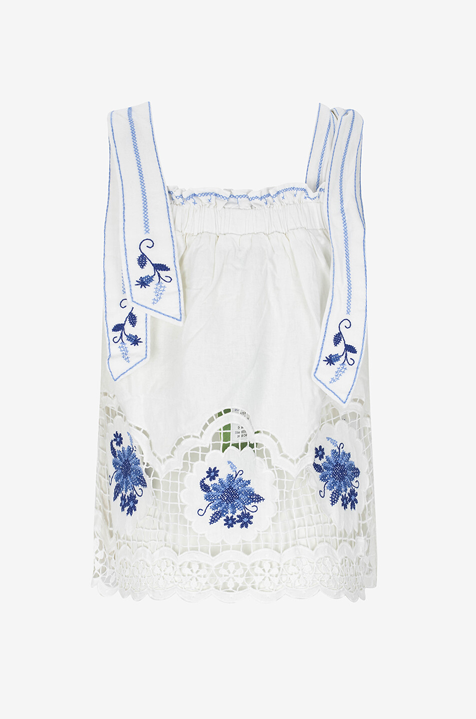 Daisy Embroidery linen and viscose top