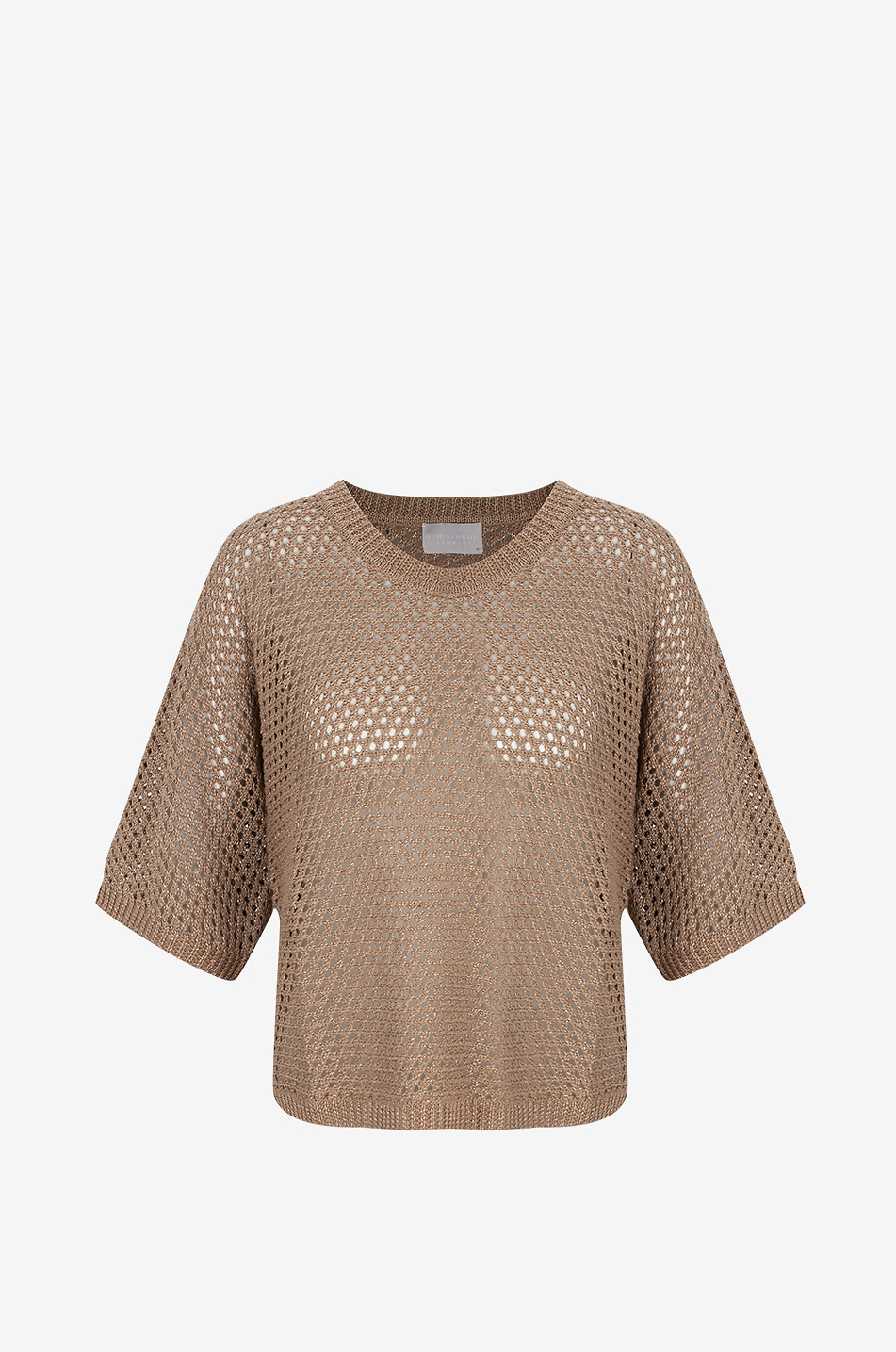 HEMISPHERE Boxy-Mesh-Pullover aus Leinen mit 3/4-Ärmeln Damen COGNAC 1