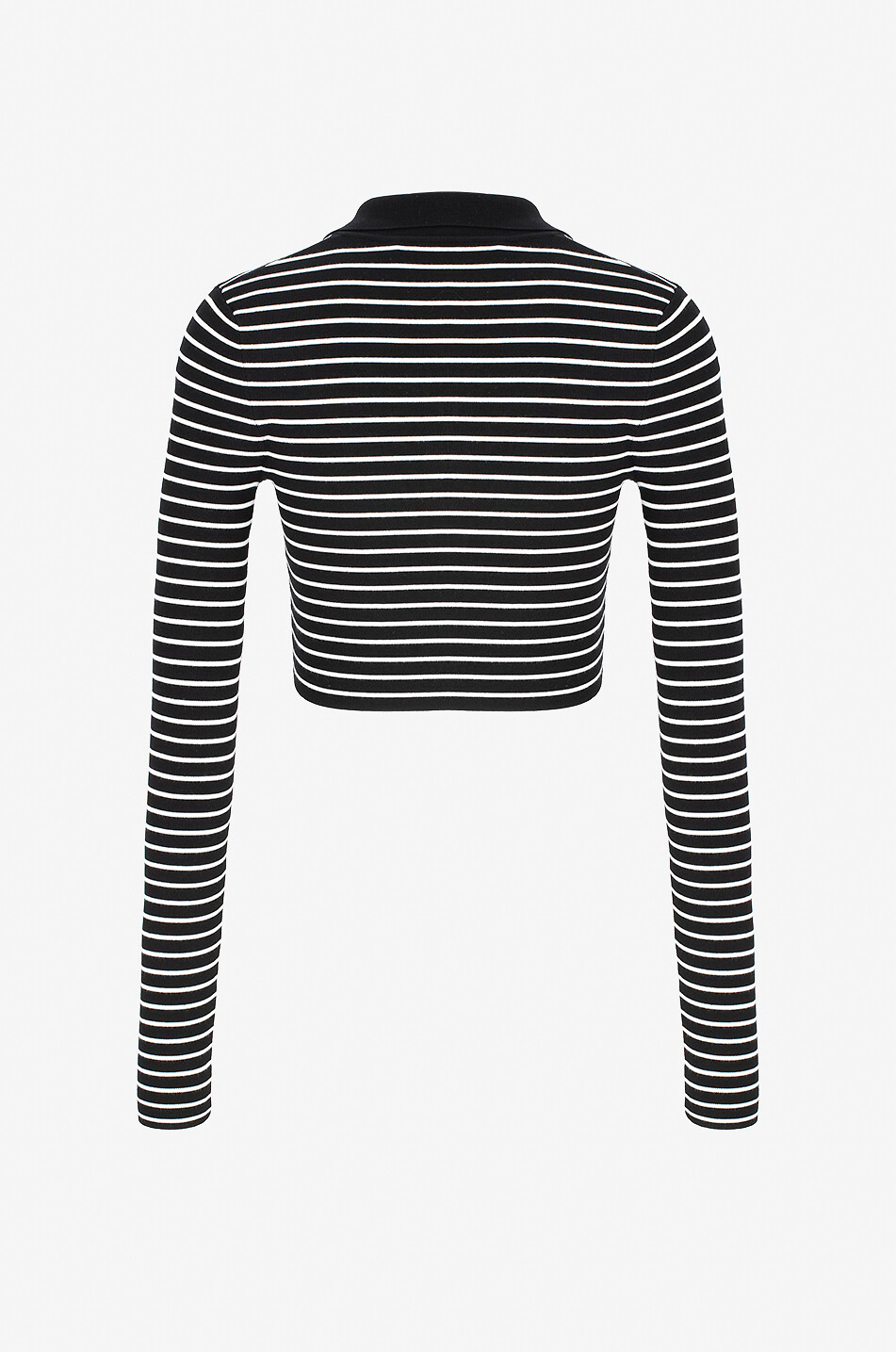 Giselle viscose long-sleeved cropped striped polo shirt