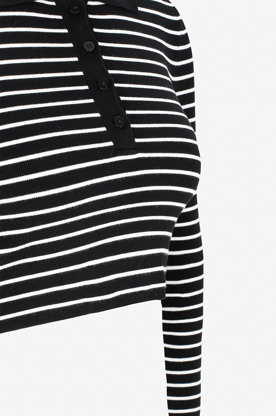 Giselle viscose long-sleeved cropped striped polo shirt