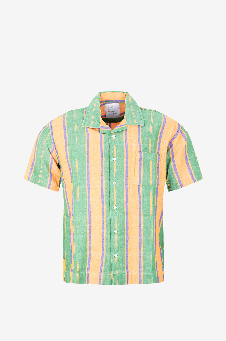 04651/ Chemise rayée à manches courtes en coton Madras Cuba Homme VERT 1