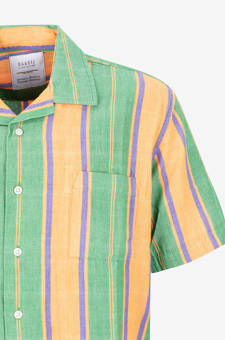 04651/ Chemise rayée à manches courtes en coton Madras Cuba Homme VERT 3