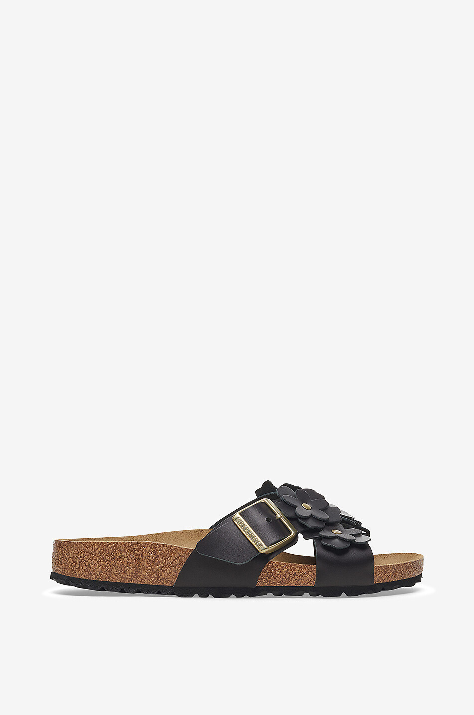 BIRKENSTOCK Mules plates en cuir motif fleurs Siena Femme NOIR 2