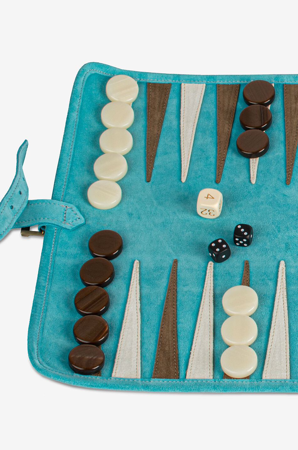 MANOPOULOS Backgammon-Spiele für unterwegs aus Leder Haus HELLBLAU 3