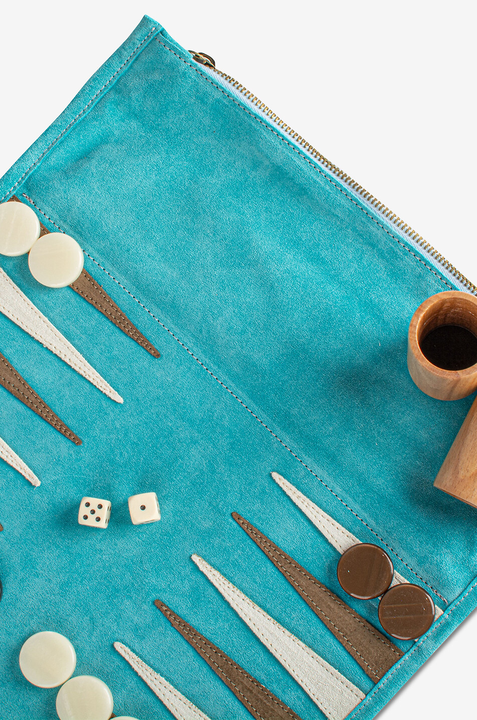 MANOPOULOS Backgammon-Spiele für unterwegs aus Leder Haus HELLBLAU 6