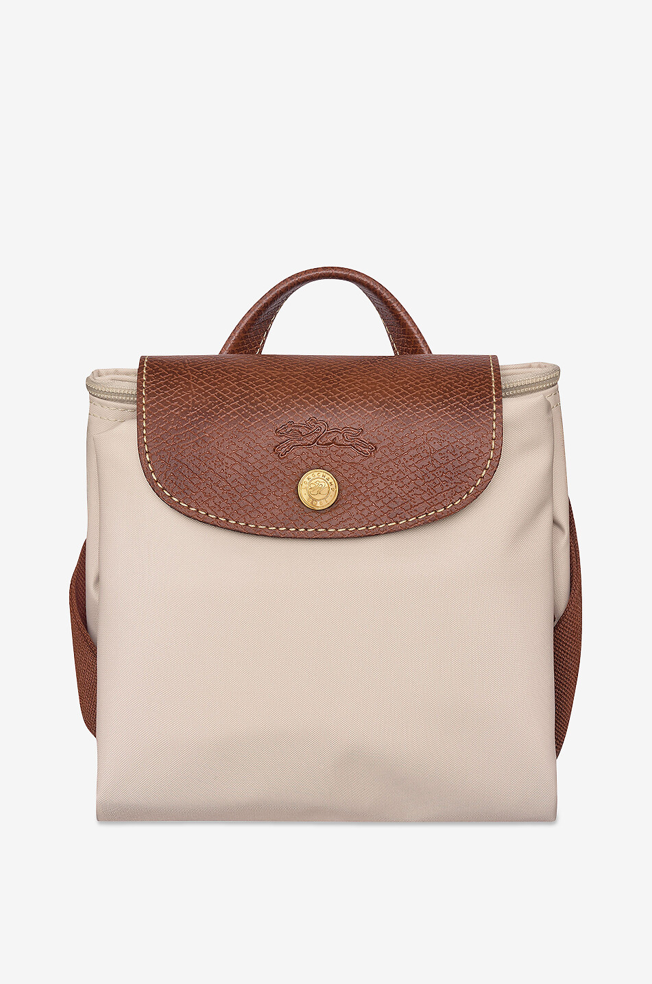 LONGCHAMP Sac à dos en toile et cuir de Russie Le Pliage Original M Femme BLANC CASSE 7