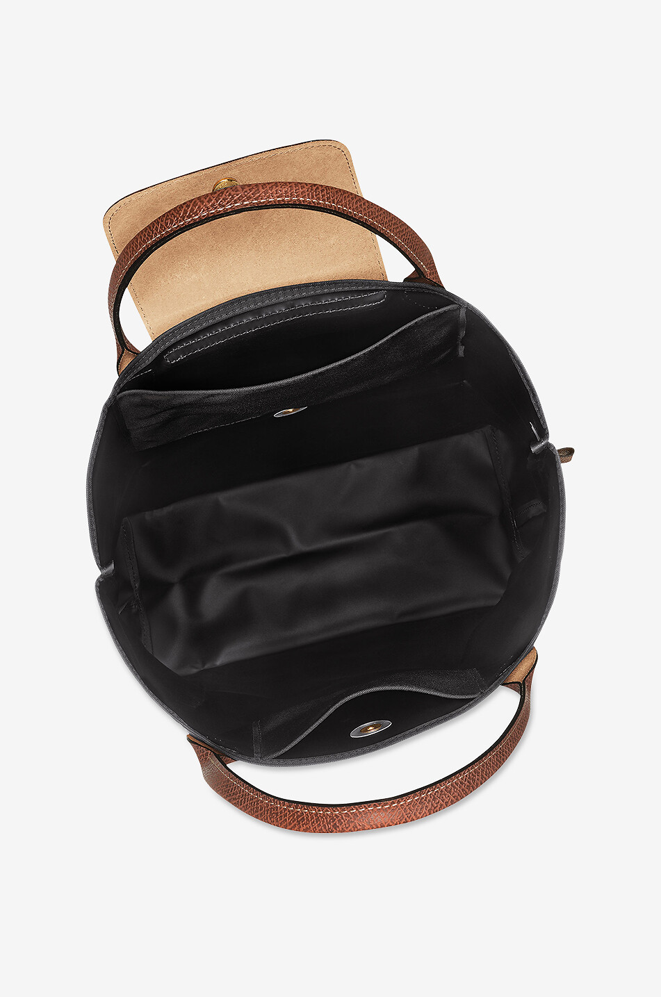 LONGCHAMP Le Pliage Original M canvas and leather tote bag Women BLACK 5