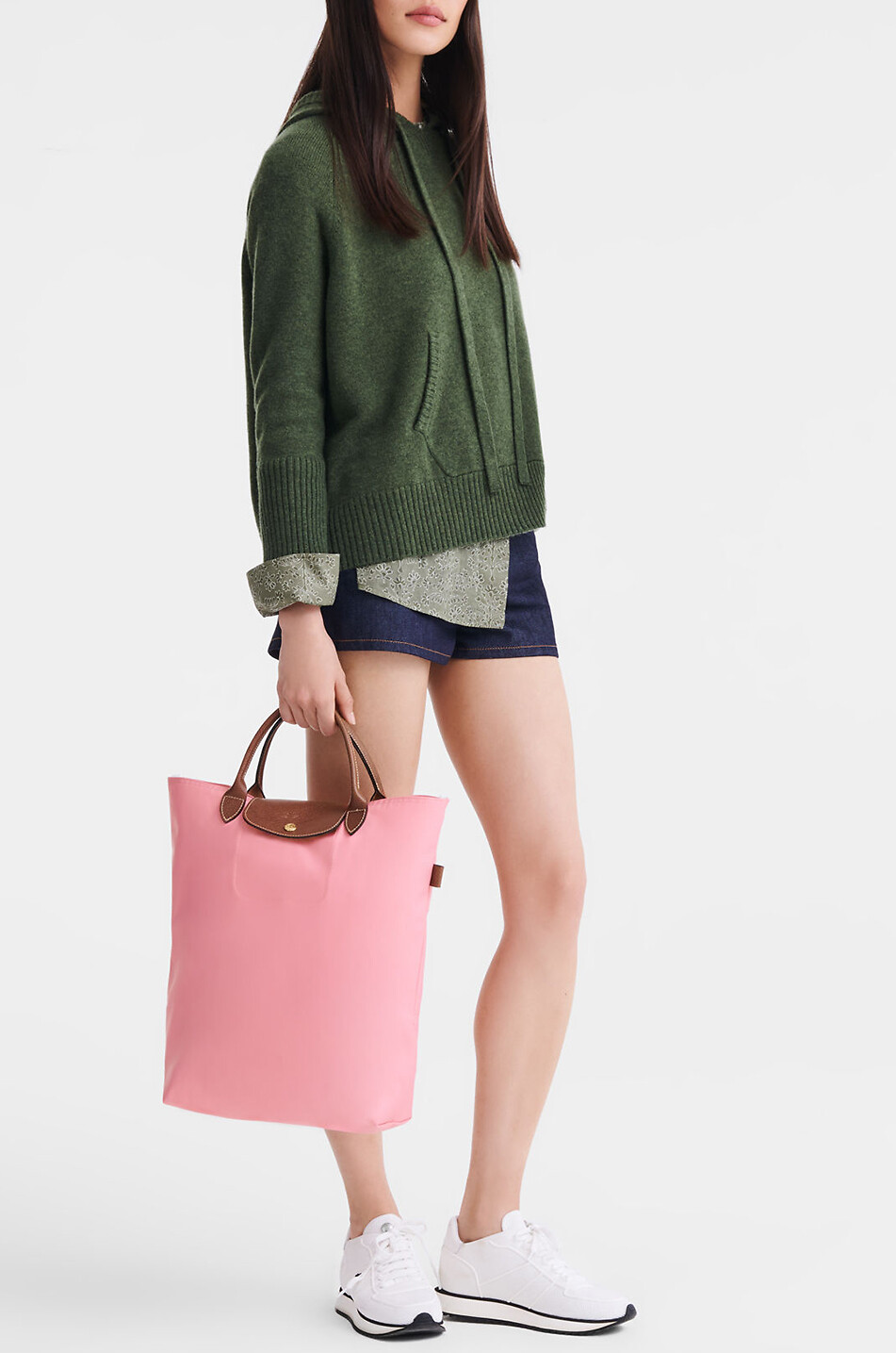 LONGCHAMP Shopper aus Canvas und Leder Le Pliage Original M Damen ROSA 3