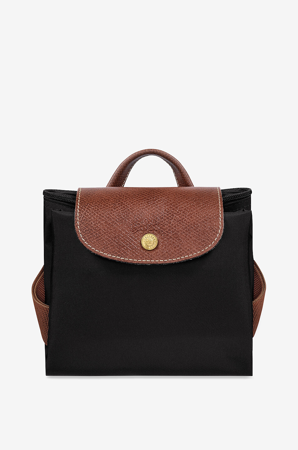 LONGCHAMP Le Pliage Original M canvas and leather backpack Women BLACK 7