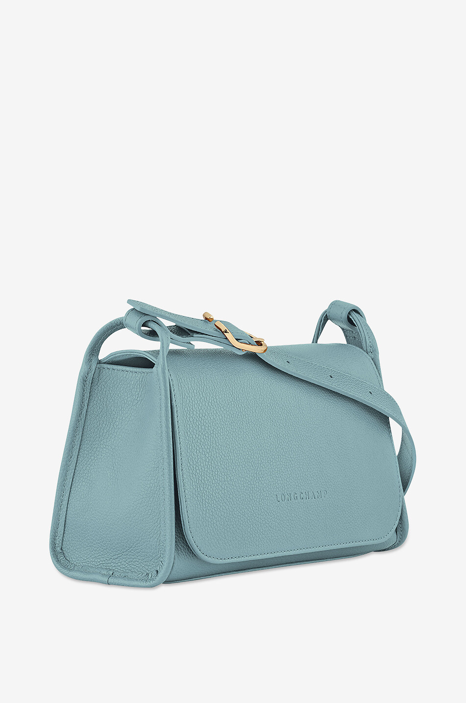 LONGCHAMP Sac porté épaule en cuir grainé Le Foulonné Medium Femme BLEU MOYEN 2