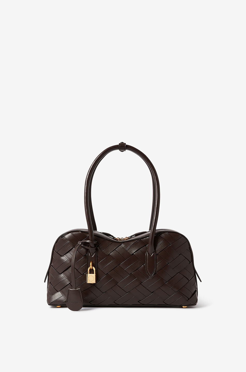 STELLA McCARTNEY Stella Ryder woven vegan leather shoulder bag Women DARK BROWN 1