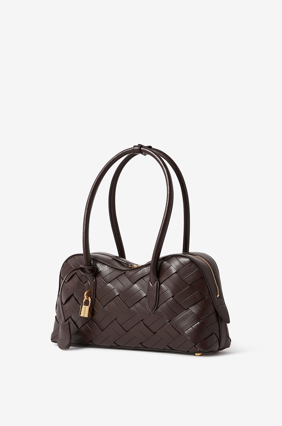 STELLA McCARTNEY Stella Ryder woven vegan leather shoulder bag Women DARK BROWN 2