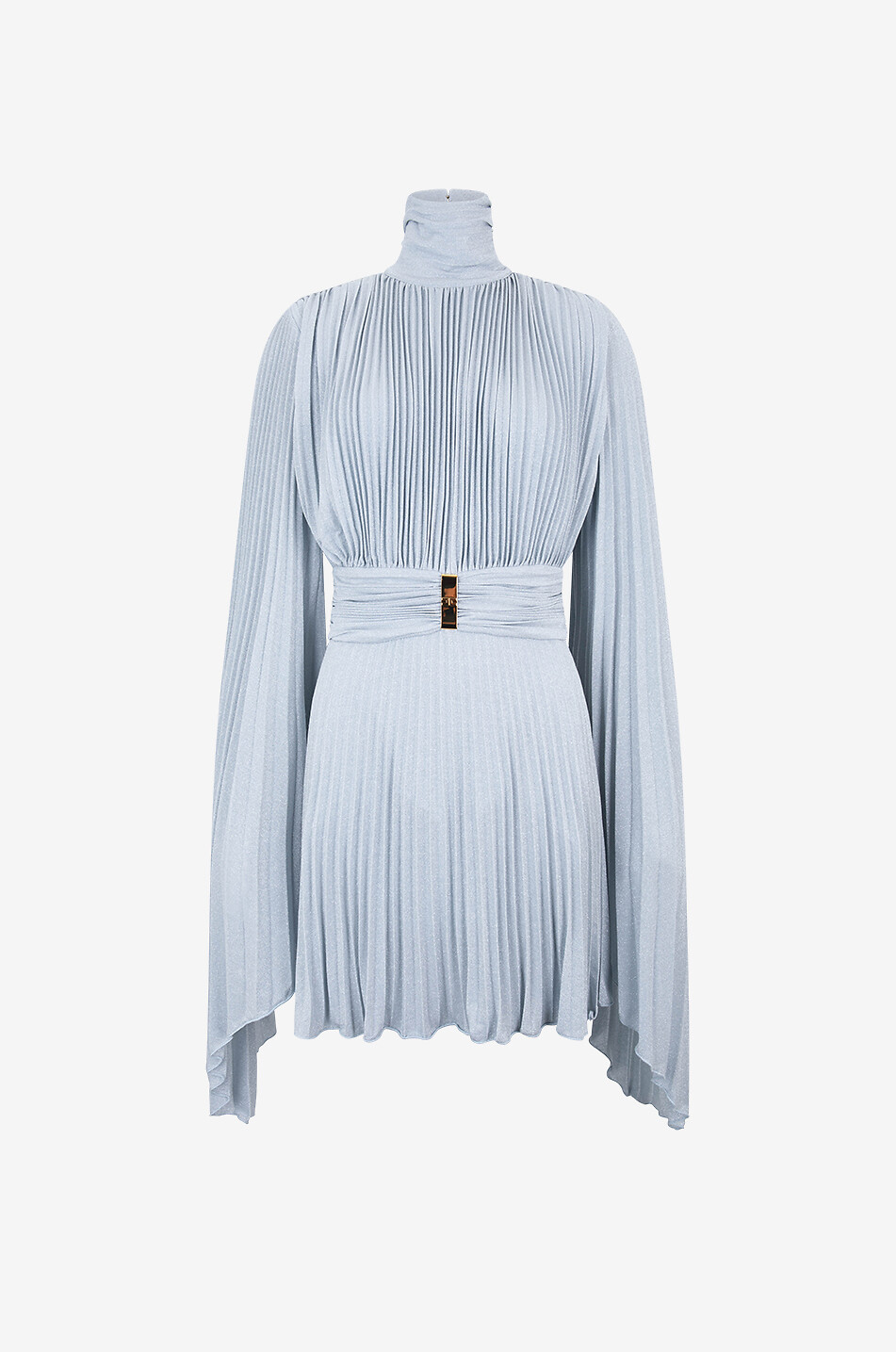 Pleated Lurex jersey mini dress with back cut-out