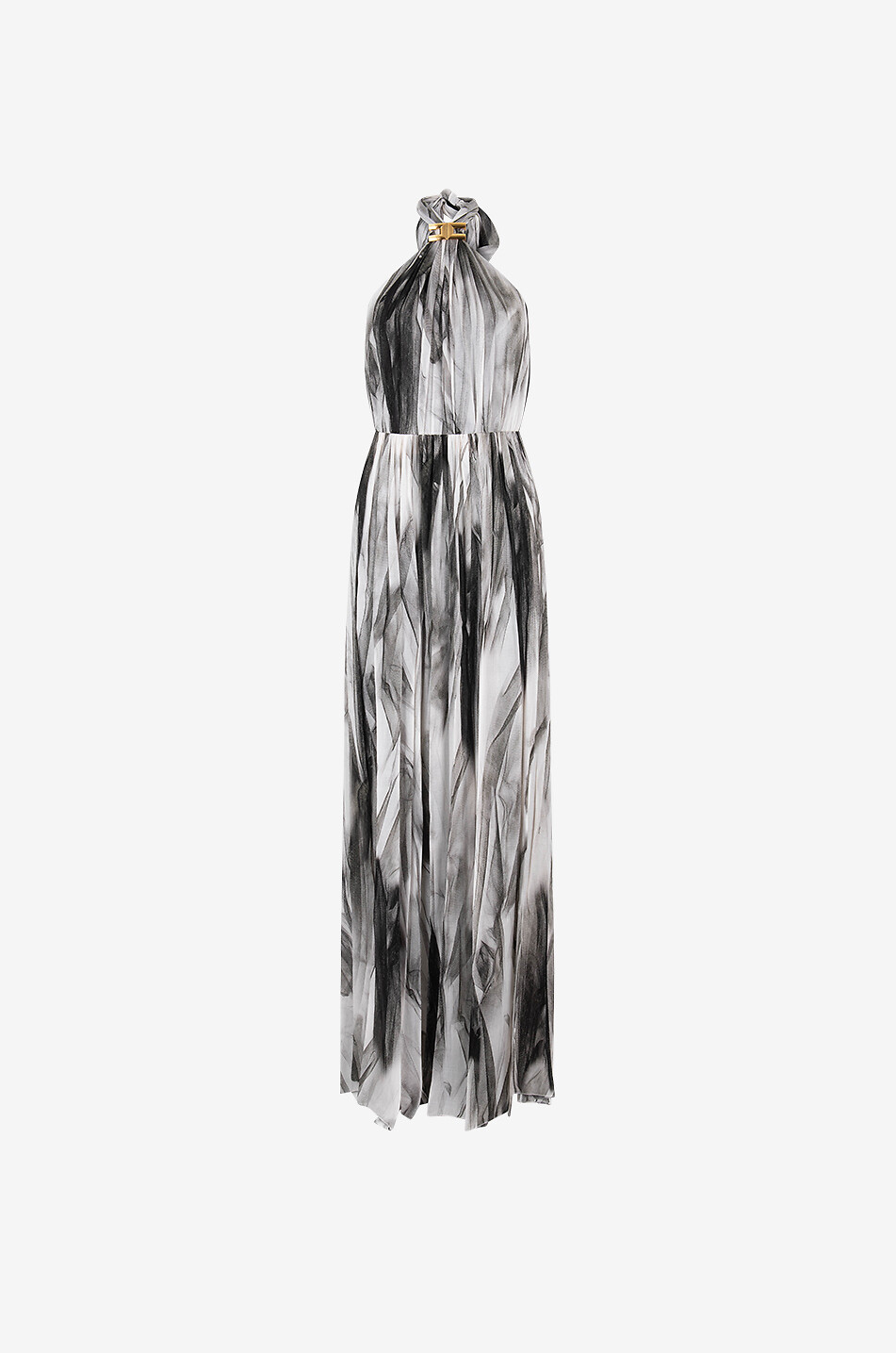 Red Carpet tulle effect chiffon halter-neck dress