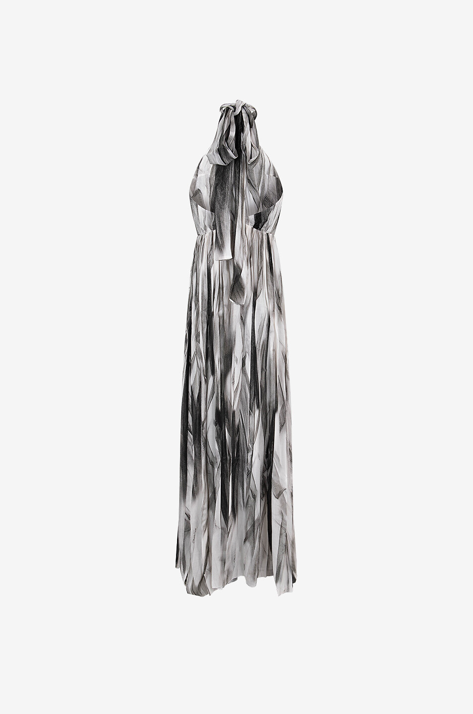 Red Carpet tulle effect chiffon halter-neck dress