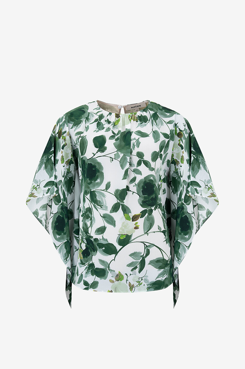 NATAN Calban rose printed silk cape top Women GREEN 1