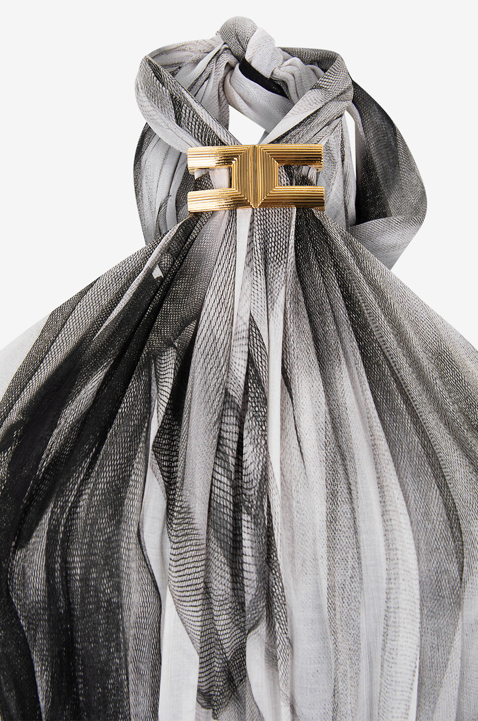 Red Carpet tulle effect chiffon halter-neck dress