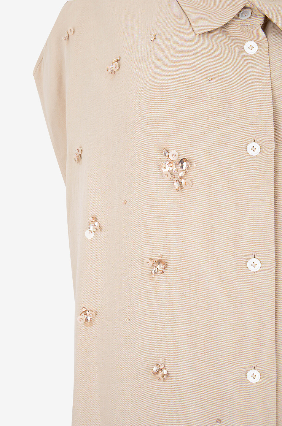 FABIANA FILIPPI Robe chemise midi droite brodée de perles Femme BEIGE 3