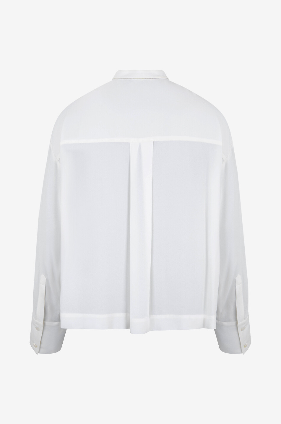 Chemise boxy en soie à col mao Henley Filo Diamanté