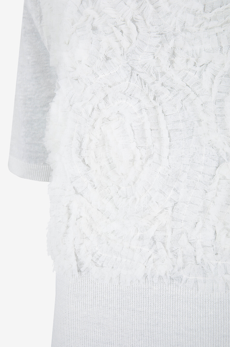 FABIANA FILIPPI Pull à manches courtes en coton et lin orné de volants en tulle Femme BLANC 3