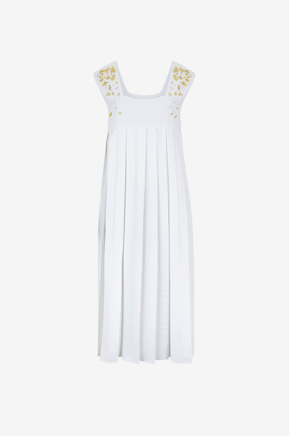 FABIANA FILIPPI Robe empire midi plissée à broderies perles Femme BLANC 1