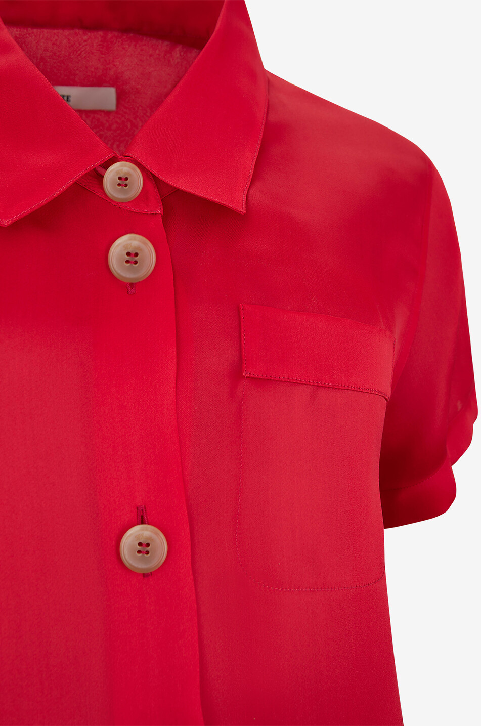 KHAITE Effy straight long organza shirt dress Women RED 5