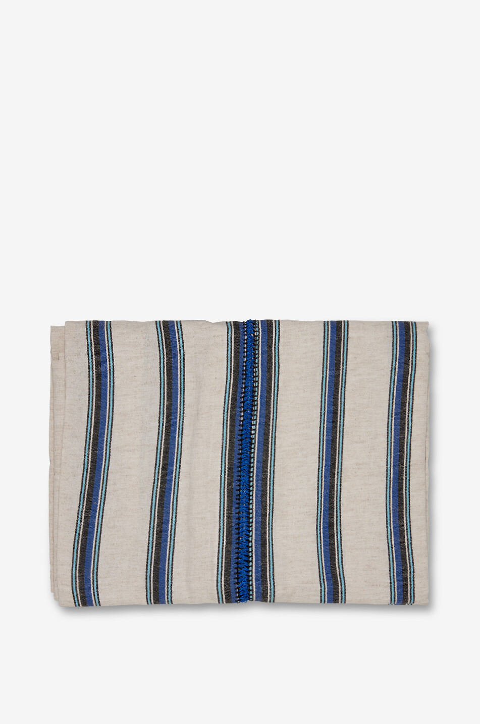 NADIA DAFRI Cizgili Methap rectangular linen and cotton tablecloth Home BLUE 1