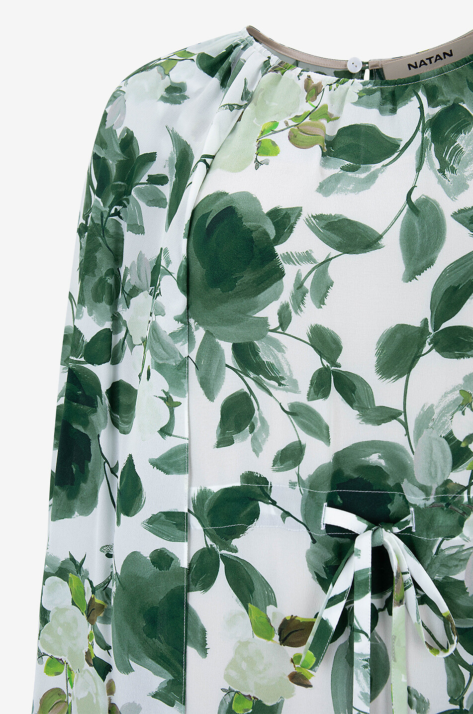 NATAN Cintya long rose-garden printed cape-sleeve silk gown Women GREEN 3