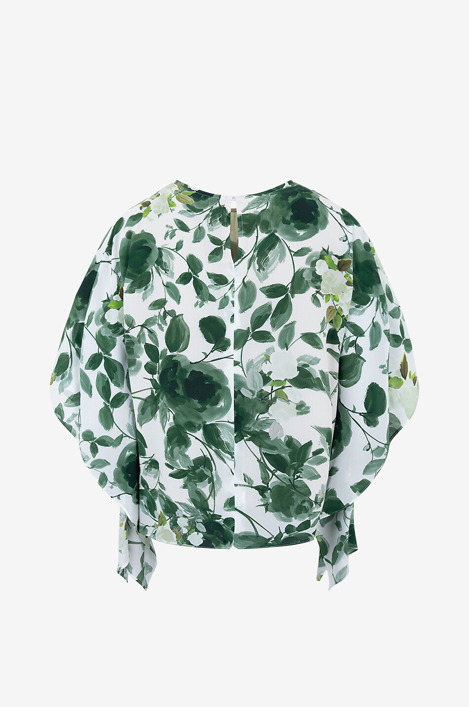 NATAN Calban rose printed silk cape top Women GREEN 2