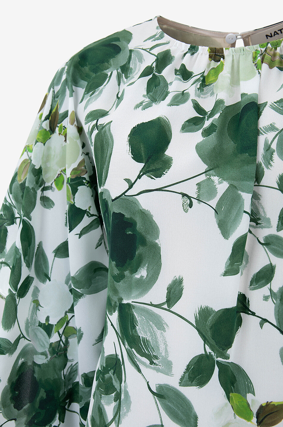 NATAN Calban rose printed silk cape top Women GREEN 3