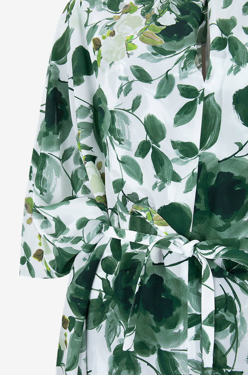 NATAN Robe cape midi en soie imprimé roseraie Clic Femme VERT 3