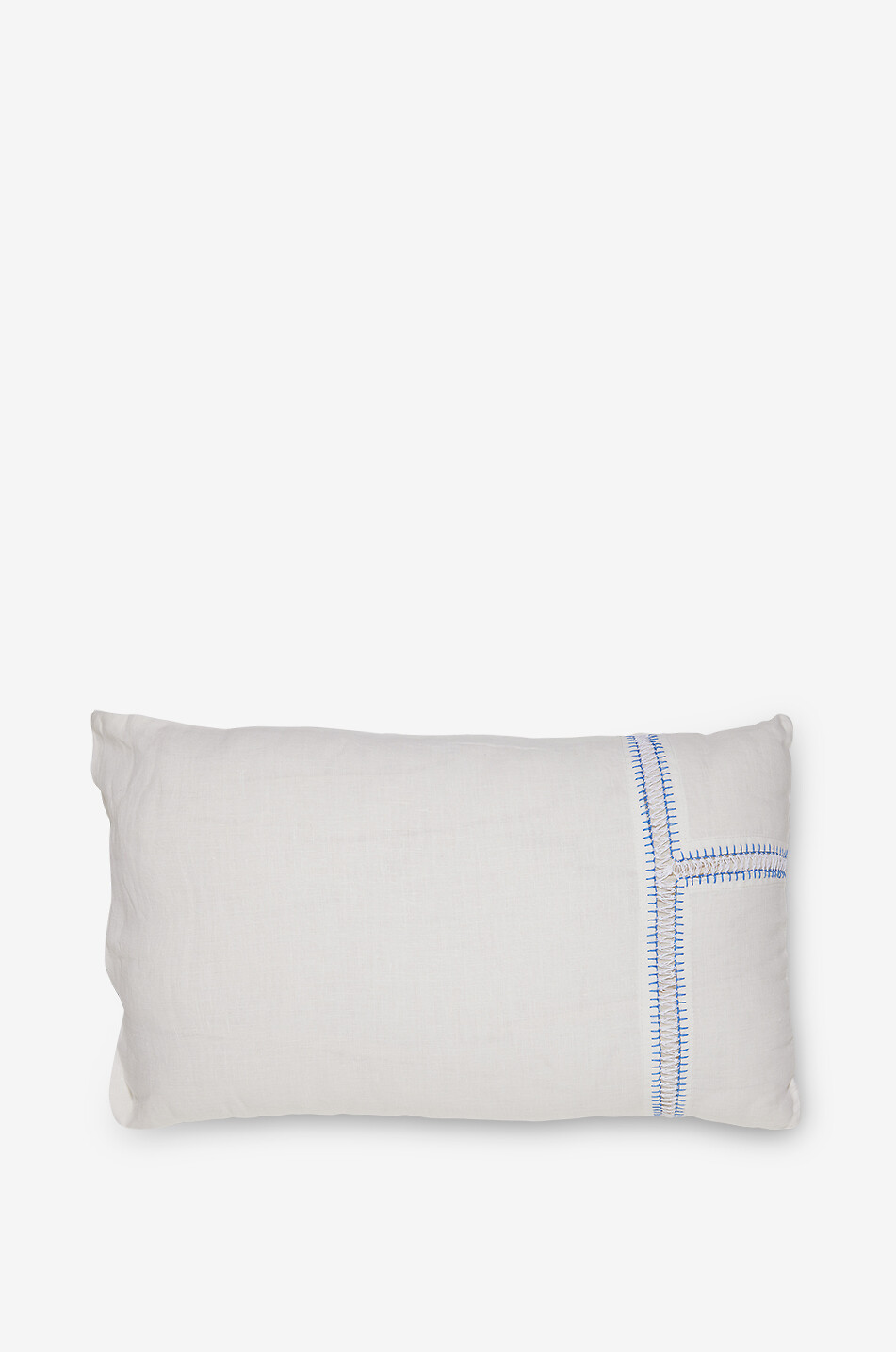 Methap embroidered rectangular cushion in linen