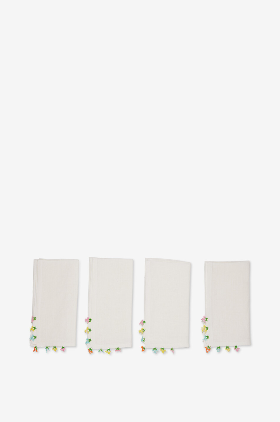 Buyuk Cicek set of 4 embroidered linen napkins
