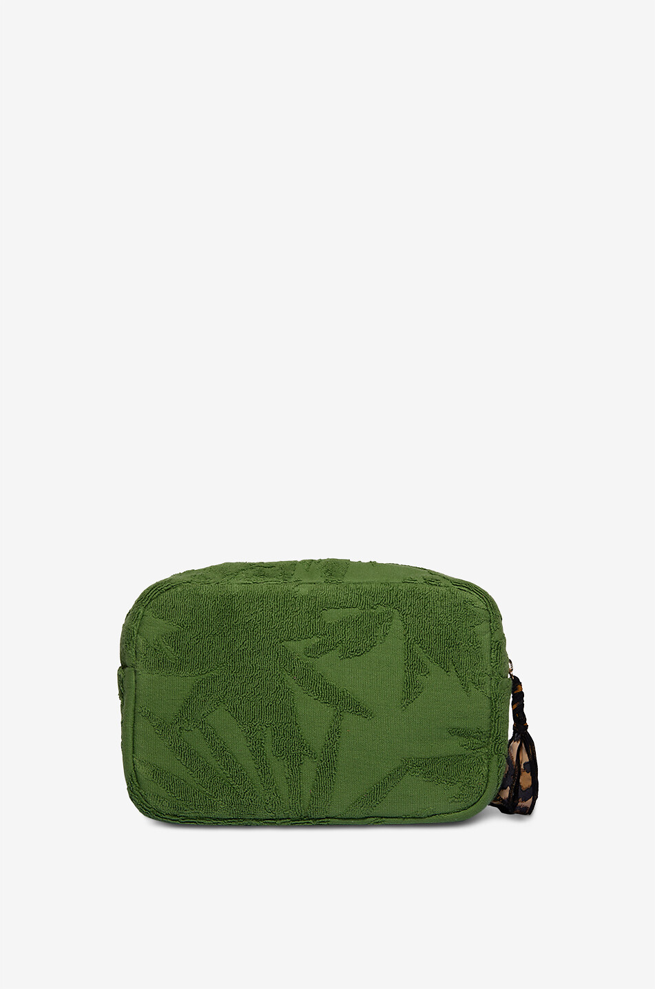 INDIA DEJONCKHEERE Palm Serenity Medium embroidered terry pouch Women GREEN 3