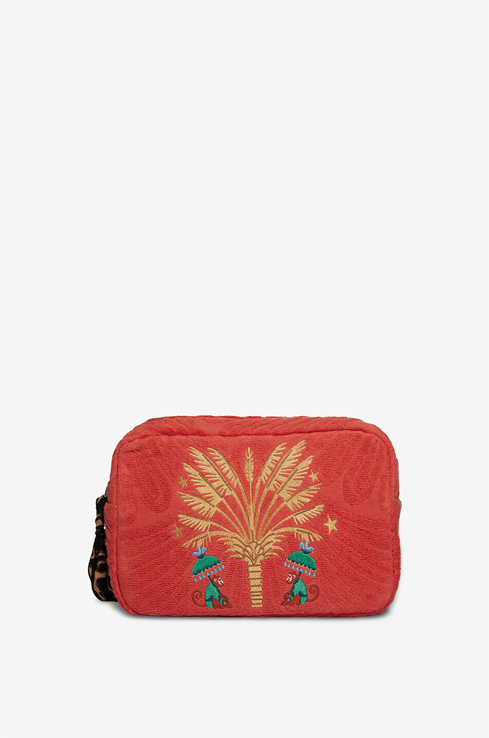 INDIA DEJONCKHEERE Safari Dreams Medium embroidered terry pouch Women MEDIUM ORANGE 1